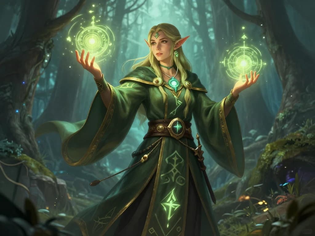 AI generated DnD elf wizard fantasy character
